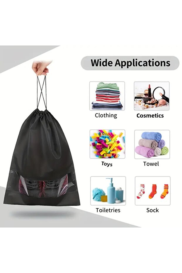Home Shoe Bag with Transparent Compartments, Large Size, 2 Pieces - 1
