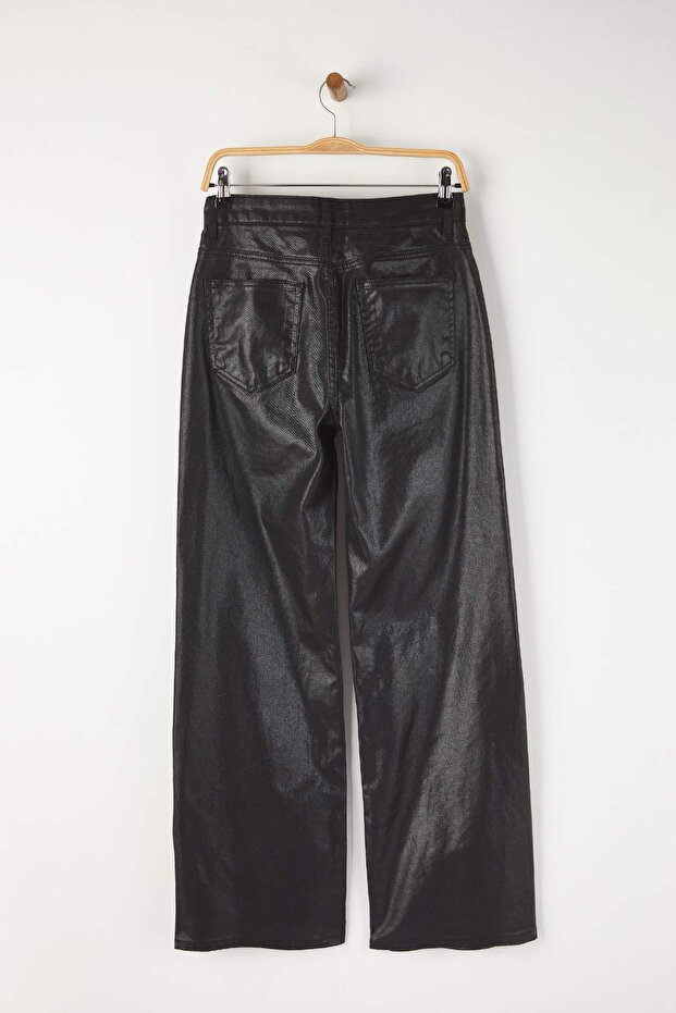 Siyah Kaplama Yüksek Bel Wide Leg Jeans TWOAW26JE00156 - 6