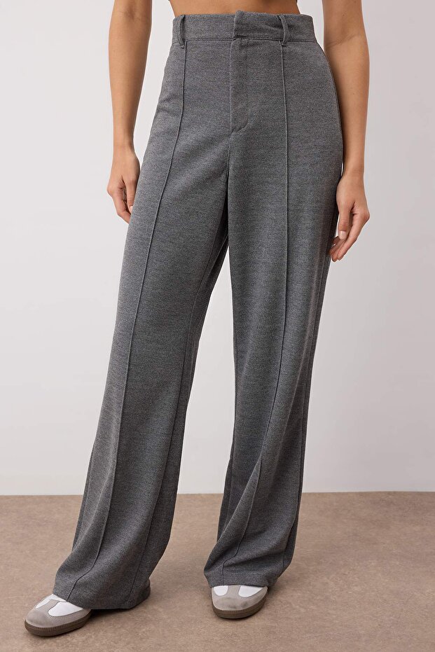 Wardrobe Essentials – Antrasit Straight Esnek Örme Pantolon | TWOAW26PL00024 - 3