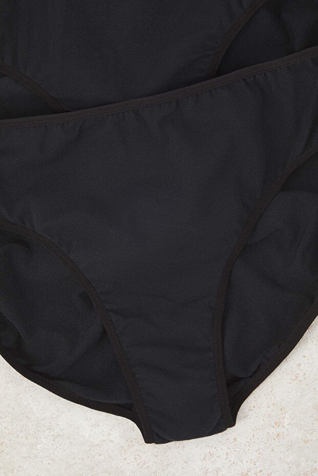 Siyah 3'lü Paket Pamuklu Esnek Örme Klasik Büyük Beden Külot TBBSS23CM00003 - 3
