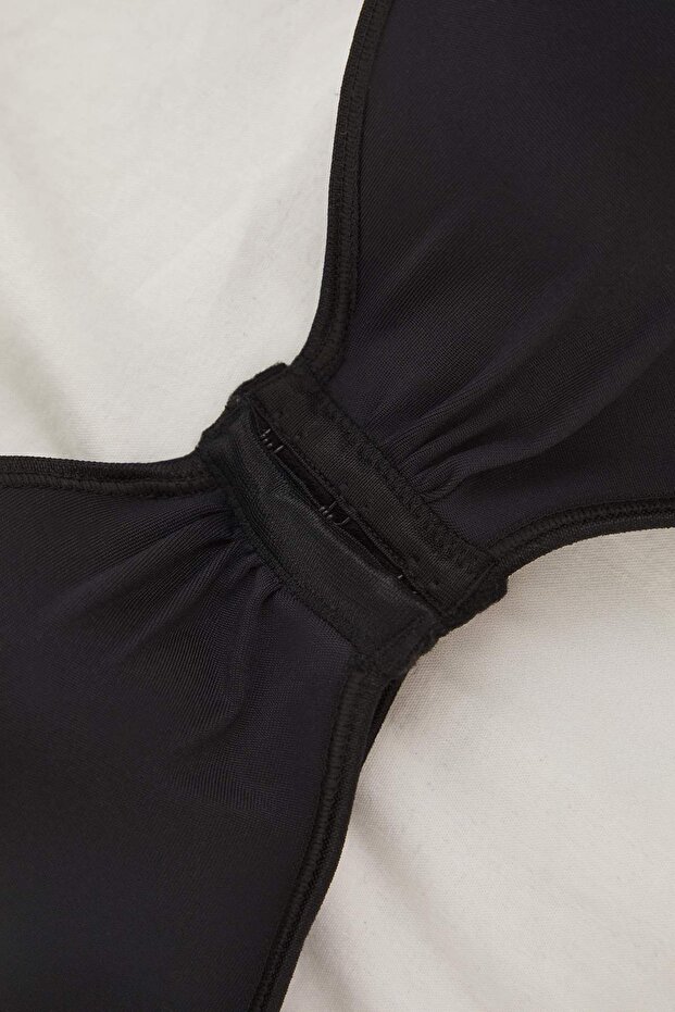 Siyah Micro Kaplı T-Shirt Bra Örme Sütyen THMAW26SU00012 - 9