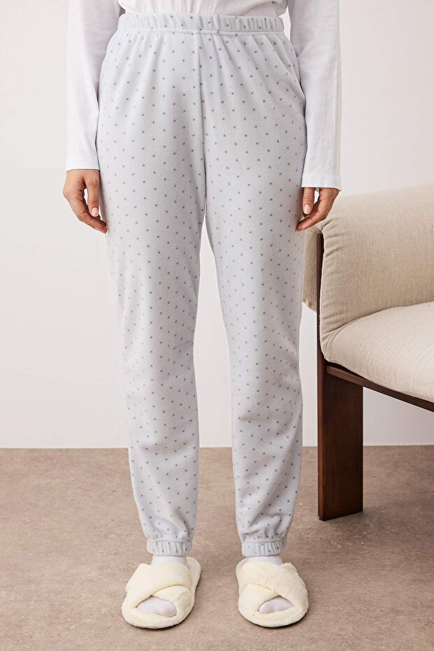 Çok Renkli 2'li Paket Puantiyeli Polar Örme Pijama Altı THMAW26PJ00006 - 3