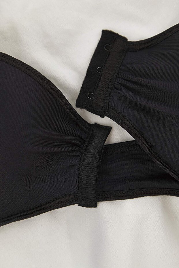 Siyah Micro Kaplı T-Shirt Bra Örme Sütyen THMAW26SU00012 - 10