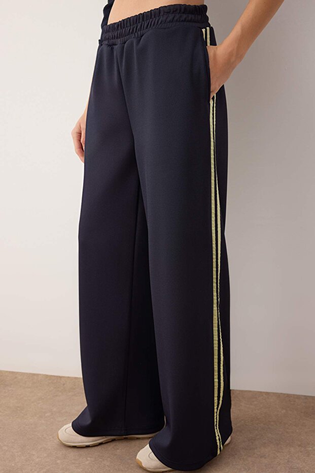 Lacivert Biyeli Wideleg/ Geniş Paça Örme Eşofman Altı TWOAW26EA00017 - 3