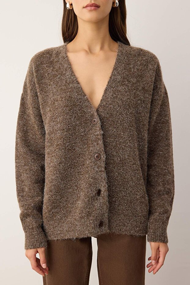 Wardrobe Essentials Vizon Alpaca Karışımlı Basic Triko Hırka TWOAW26HI00265 - 3