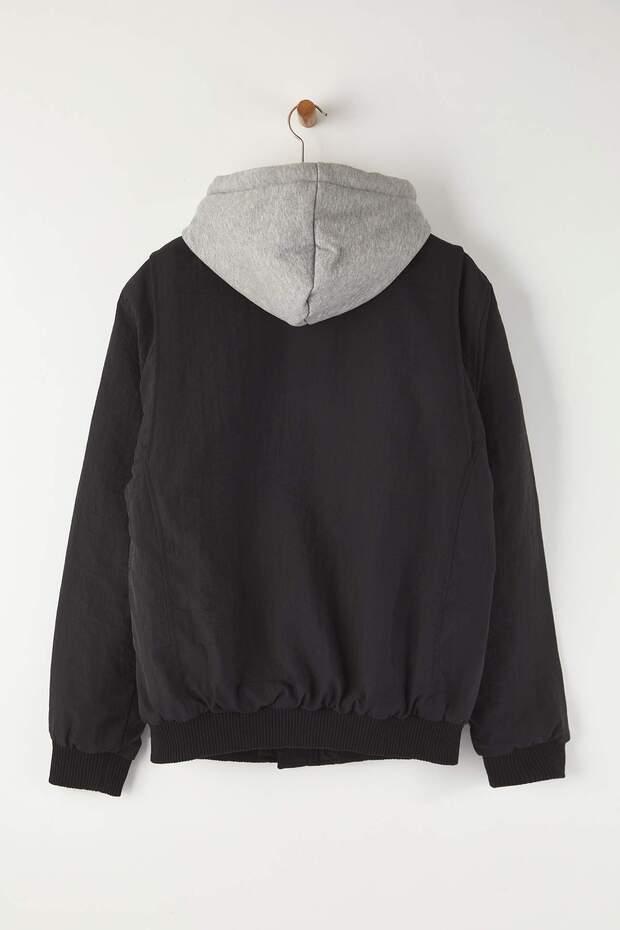 Siyah Regular Fit Örme Kapüşonlu Unisex Kışlık Mont TMNAW26MO00015 - 11