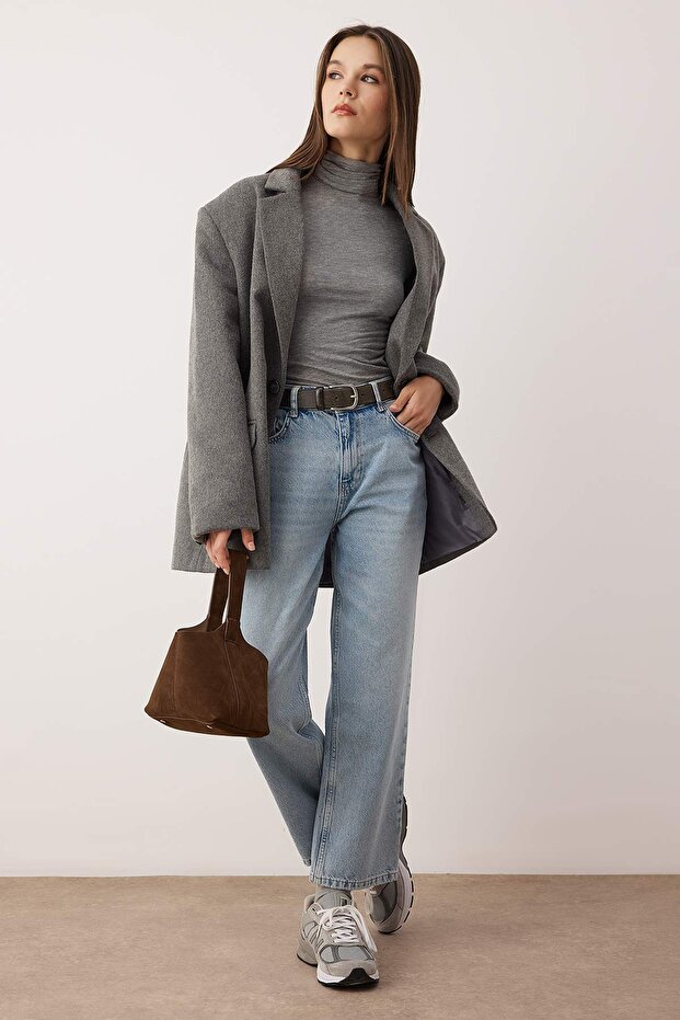 Açık Mavi  Yüksek Bel Straight Jeans TWOSS25JE00106 - 1