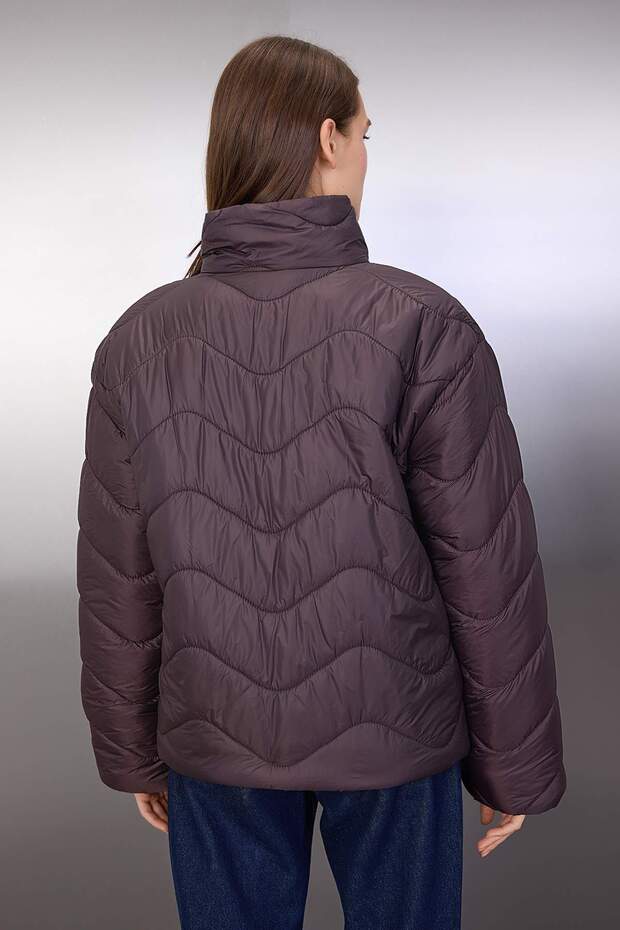 Kahverengi Regular Kalıp Kapitone Mont TWOAW26MO00132 - 4