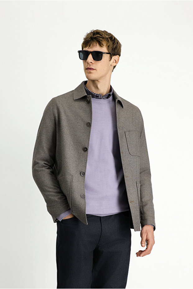 سترة صوفية بجيب مناسبة بشكل منتظم - 1