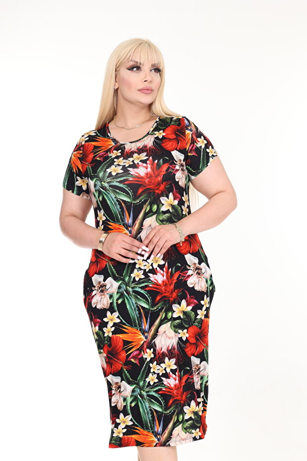Rochie de zi, imprimeu multicolor - 2