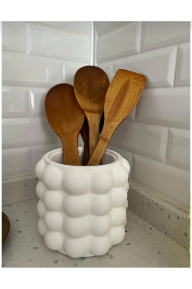 Concrete Bubble Spoon Rest (Bubble Countertop Upright Spoon Rest Organizer White)