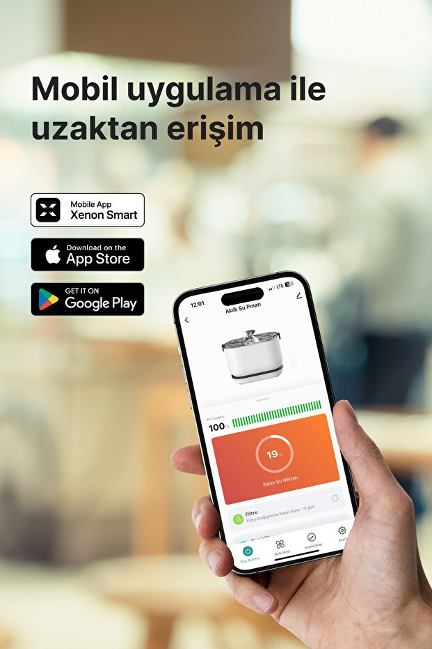 Akıllı Kablosuz Su Çeşmesi 2,5 lt UV 5200 mAh Mobil Kontrol Hareket Sensörlü Su Pınarı X8653 - 8