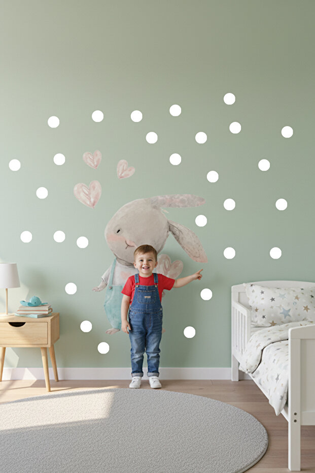 مجموعة ملصقات دوار على شكل قلب لطيف على شكل أرنب - 3