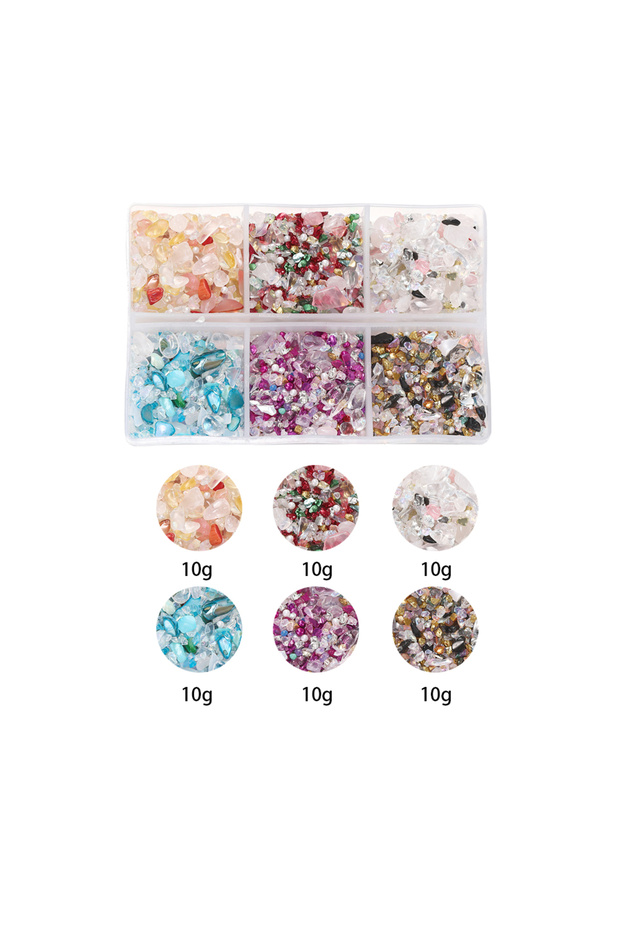 01 1Set/Box 6 Colors Glass Crushed Beads Filling Irregular Broken Stone Bead for DIY Epoxy Resin Mol