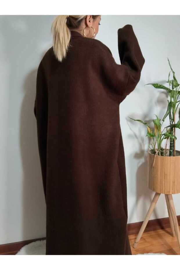 KAHVE TRİKO KALIN UZUN HIRKA - 7