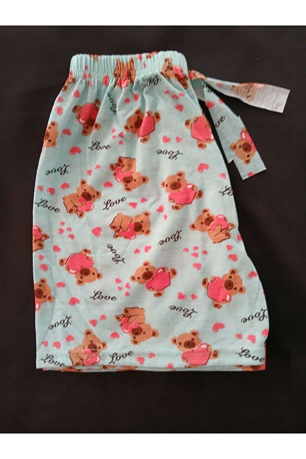 Tatlı Ayıcık Desenli Mavi Pijama Altı Şort - Bukadinca - 3