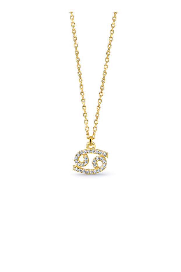 Gümüş Üzeri 14 Ayar Altın Kaplama Yengeç Burcu Kolye Beden: Bedensiz - 1