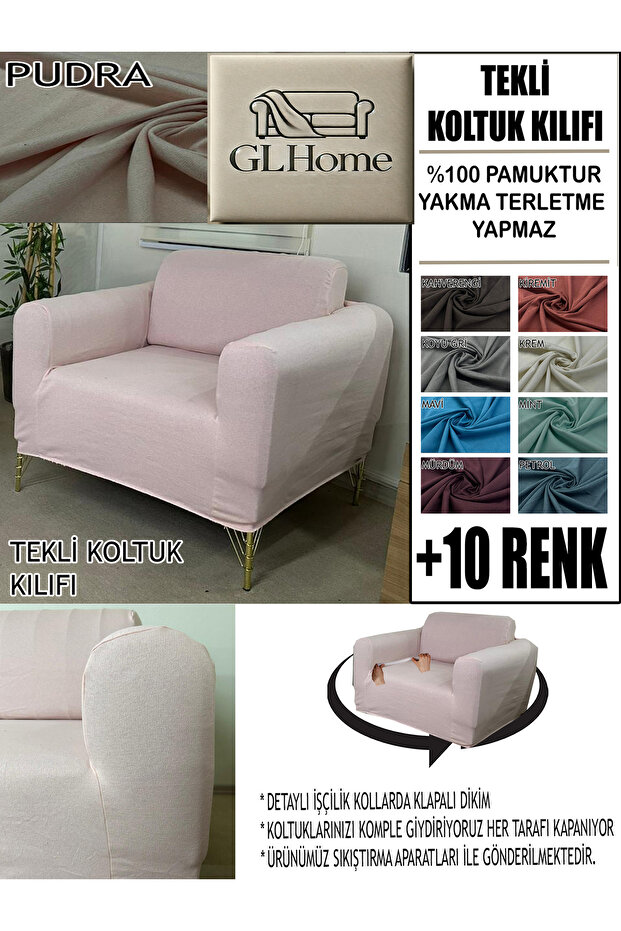 %100 PAMUK FRANSIZ KUMAŞ TEKLİ KOMPLE GİYDİRME TEKLİ & BERJER , BOHEM, PORTO, vb MODEL KOLTUK KILIFI - 1