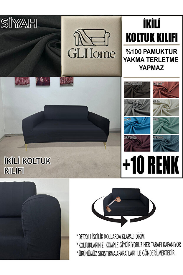 %100 PAMUK FRANSIZ KUMAŞ ÇİFT KİŞİLİK KOMPLE GİYDİRME 2'Lİ KANEPE, BOHEM, vb MODEL KOLTUK KILIFI - 1