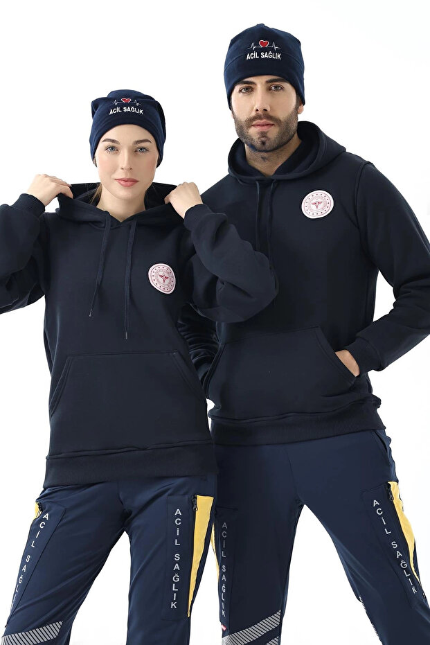 112 Emergency Health Unisex Hooded Sweatshirt - Navy Blue