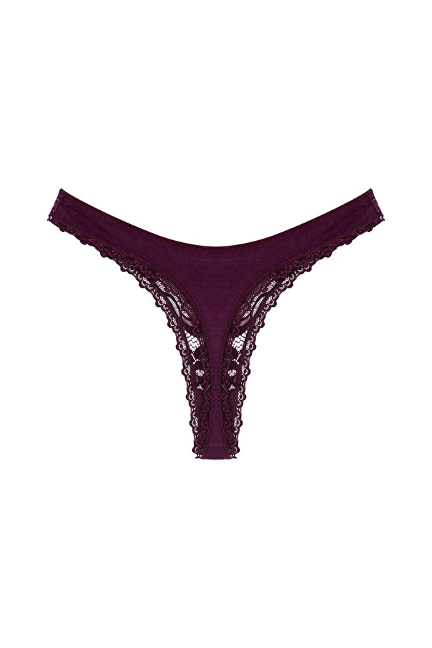 5li Önü Dantel Arkası Pamuklu String Kadın Külot - 3