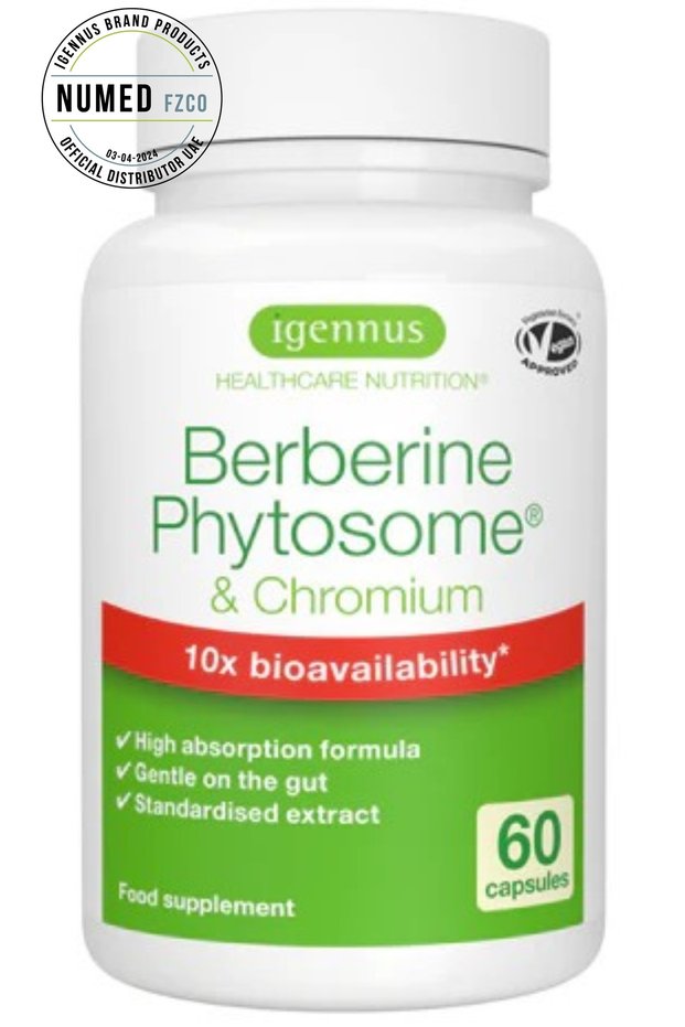 Berberine 10x Absorption PHYTOSOME form & Chromium Picolinate, Blood Glucose Control Supplement.