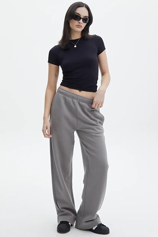 Smoked High Waist Relaxed Cut Wide Leg Pants Sh203