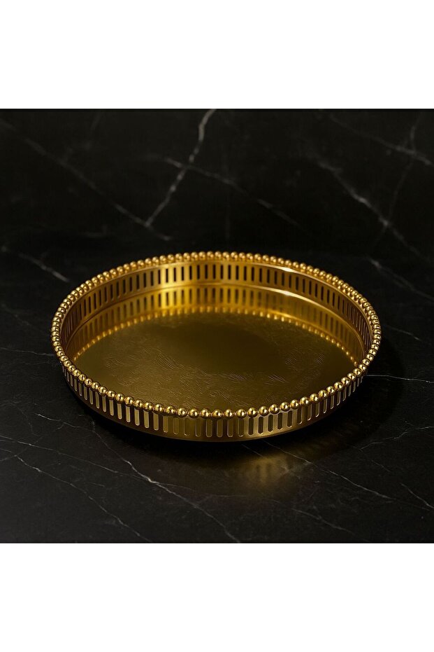 صحن تقديم مدور ذهبي - 2
