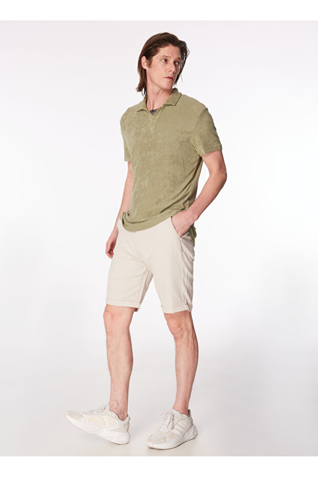 Bej Erkek Normal Basic Bermuda Şort F4SM-SHT 0293 - 1