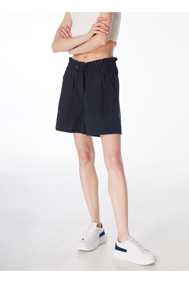 Lastikli Bel Basic Lacivert Kadın Şort F4SL-SHT0108 - 3