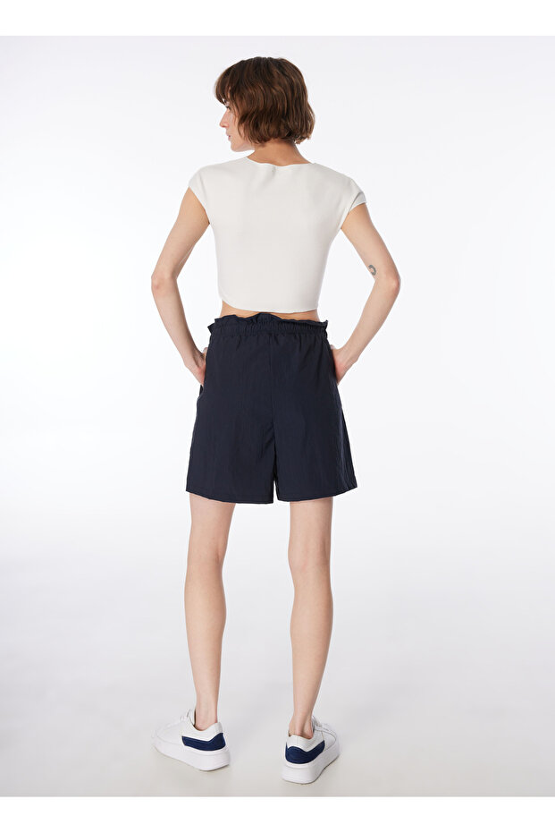 Lastikli Bel Basic Lacivert Kadın Şort F4SL-SHT0108 - 5