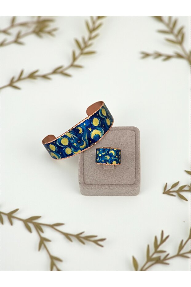 El Yapımı Bakır Bileklik & Yüzük Seti | - 1