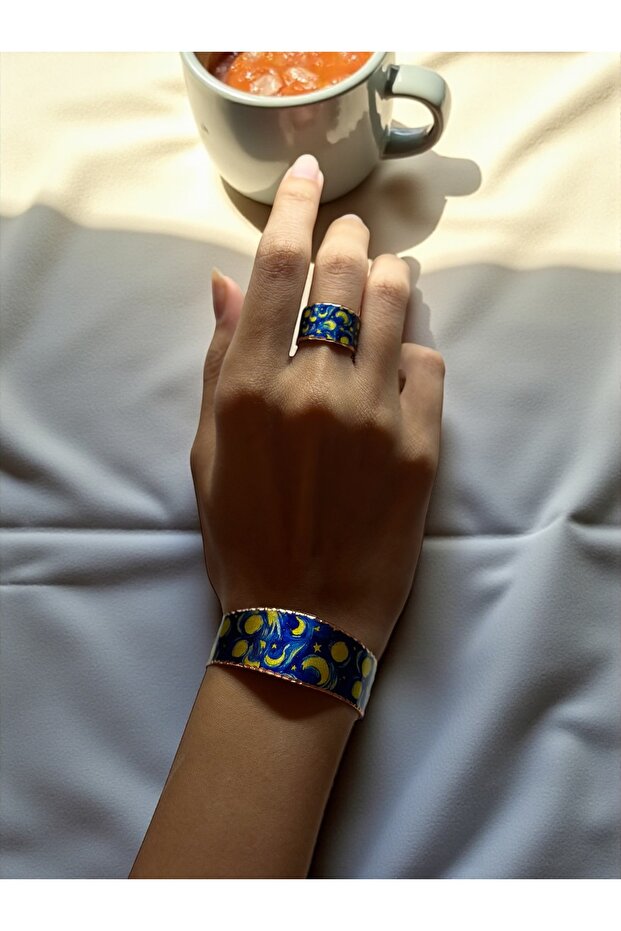 El Yapımı Bakır Bileklik & Yüzük Seti | - 5