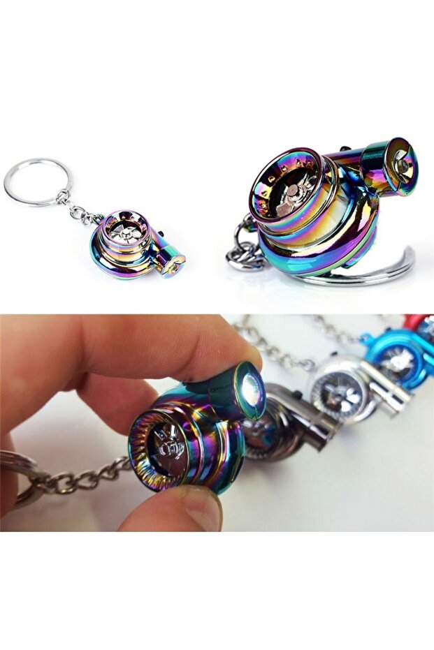 Auto Turbo Design Keychain with Button and Led Light - 2