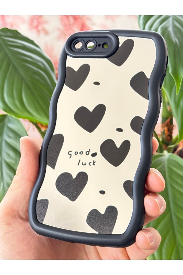 iPhone 7 Plus - 8 Plus Compatible Case Mirrored Heart Pattern Soft Edge Silicone with Camera Protection - 3