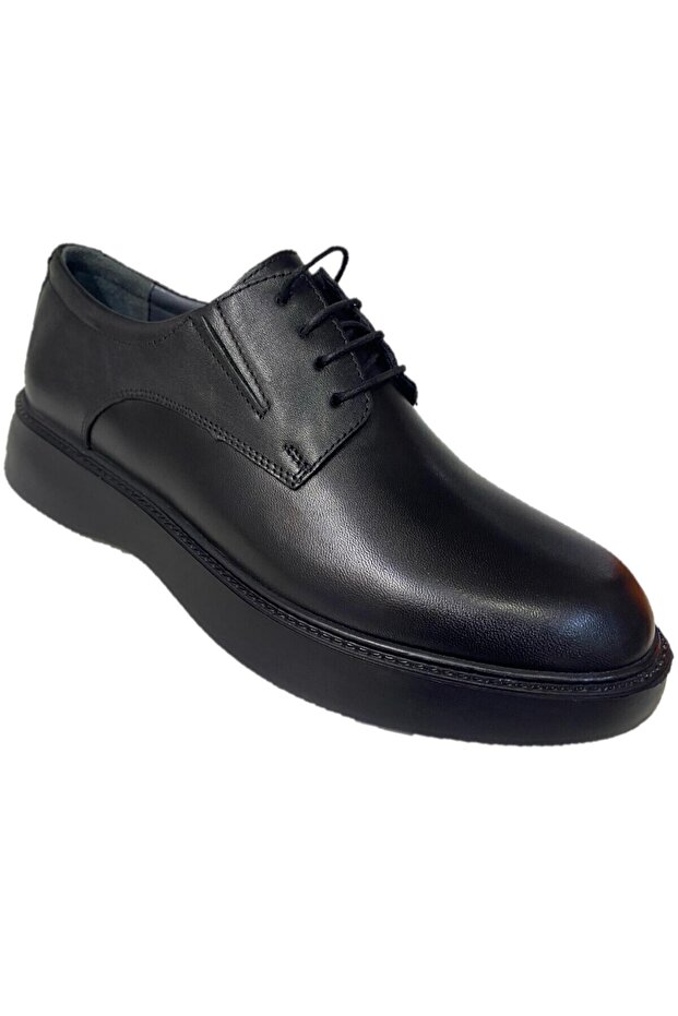 Men's Black Genuine Leather Thick Sole Daily Classic Casual Shoes 300