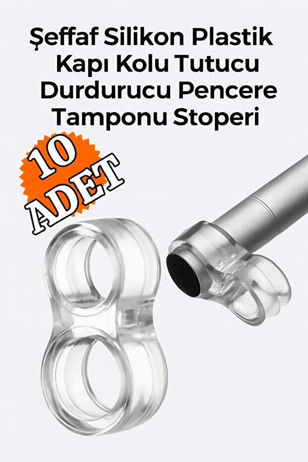 Şeffaf Silikon Plastik Kapı Kolu Tutucu Tutacağı Durdurucu Pencere Tamponu Stoperi (10 Adet) - 1