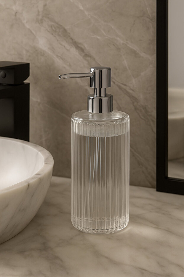 Glass Kitchen Bathroom Liquid Soap Dispenser Set, Countertop Liquid Dish Soap Dispenser