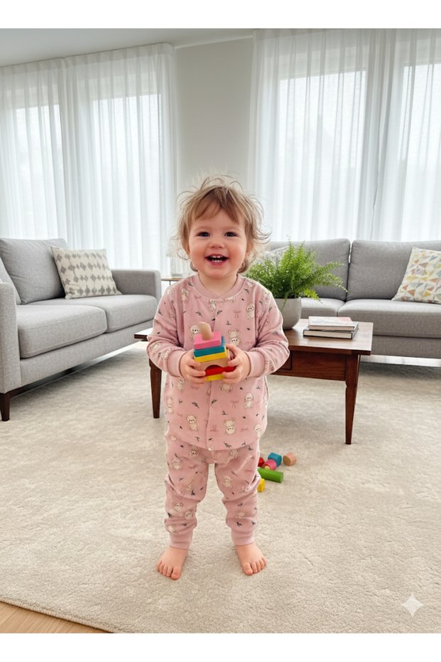 Girl-Boy Baby-Child Pajama Set 100% Cotton Long Sleeve Front Snap Fastener Seasonal