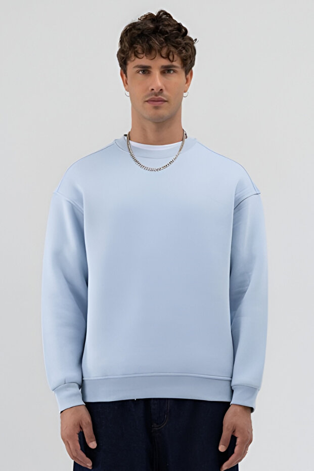 Basic Bebe Mavi Unisex Oversize Premium Sweatshirt - 1
