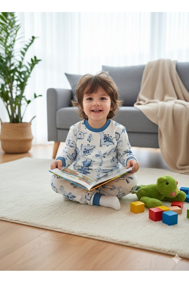 Girl-Boy Baby-Child Pajama Set 100% Cotton Long Sleeve Round Neck Seasonal