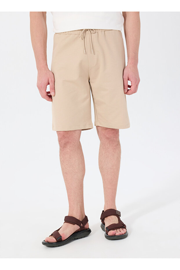 Bej Erkek Basic Düz Sweat Şort J5SM-SHT7252 - 3