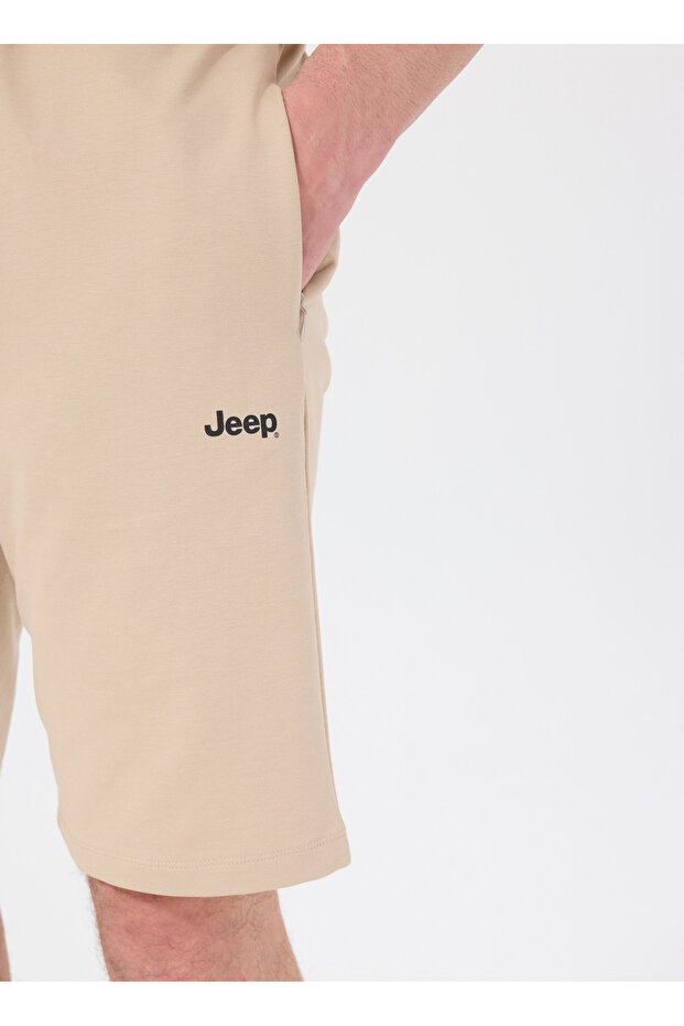 Bej Erkek Basic Düz Sweat Şort J5SM-SHT7252 - 4