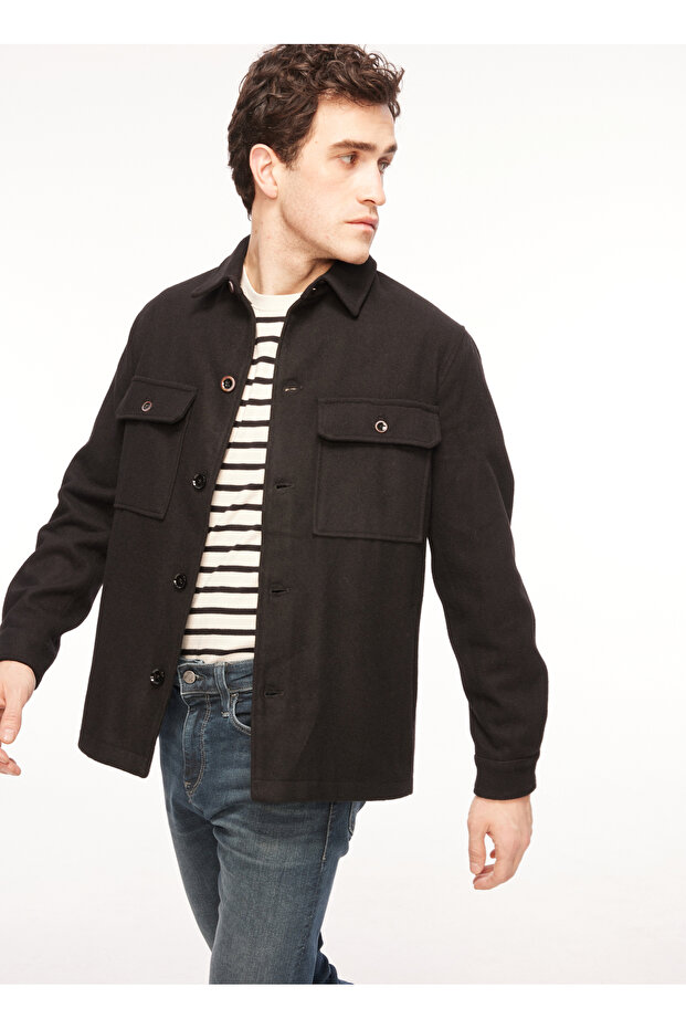 Gömlek Ceket, L, Siyah - 1