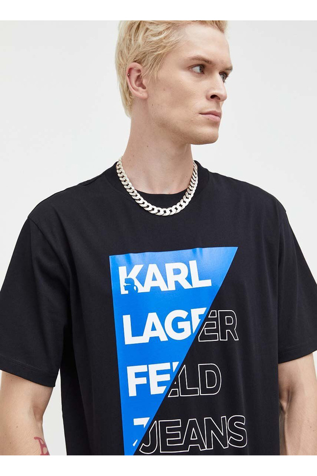 Jeans Bisiklet Yaka Siyah Erkek T-Shirt 236D1702_KLJ RELAXED CUT LOGO TEE - 3