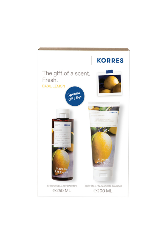 Basil Lemon Gift Set Renewing Body Cleanser 250 ml + Body Milk 200 ml - 1