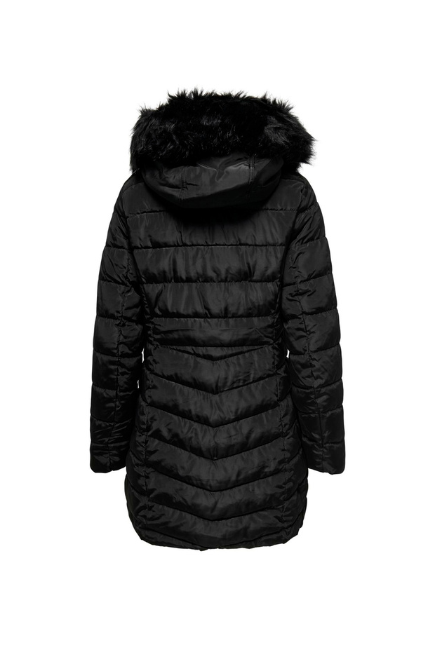Siyah Kadın Kaban ONLELLAN QUILTED HOOD FUR COAT CC O - 7