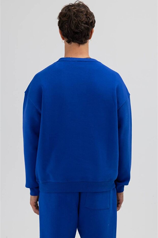 Basic Mavi Unisex Oversize Premium Sweatshirt - 7