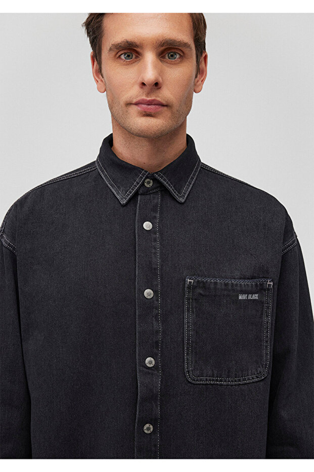 Aidan Black Antrasit Jean Gömlek Regular Fit / Normal Kesim 0210588-85622 - 5