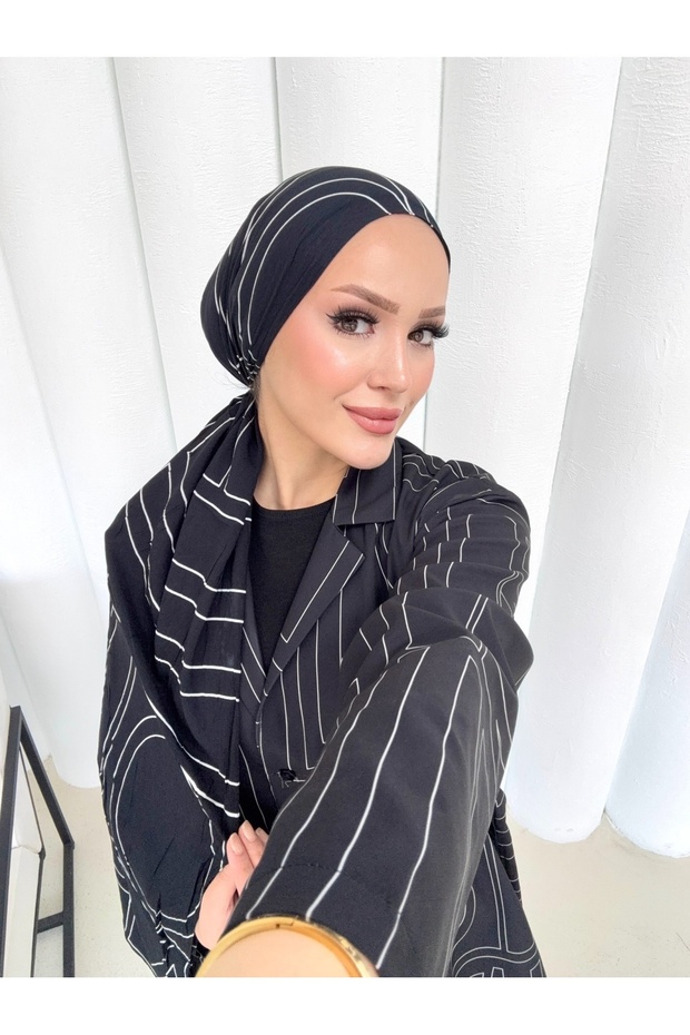 شال منقوش 32-504 STD أسود - 3